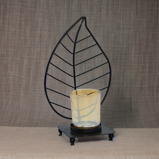 Black Leaf Candle Stand