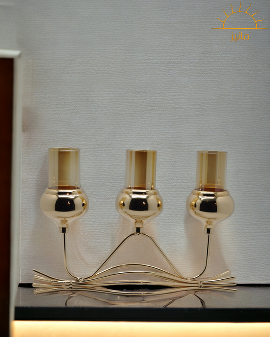 3p Golden Metal Candle Stand