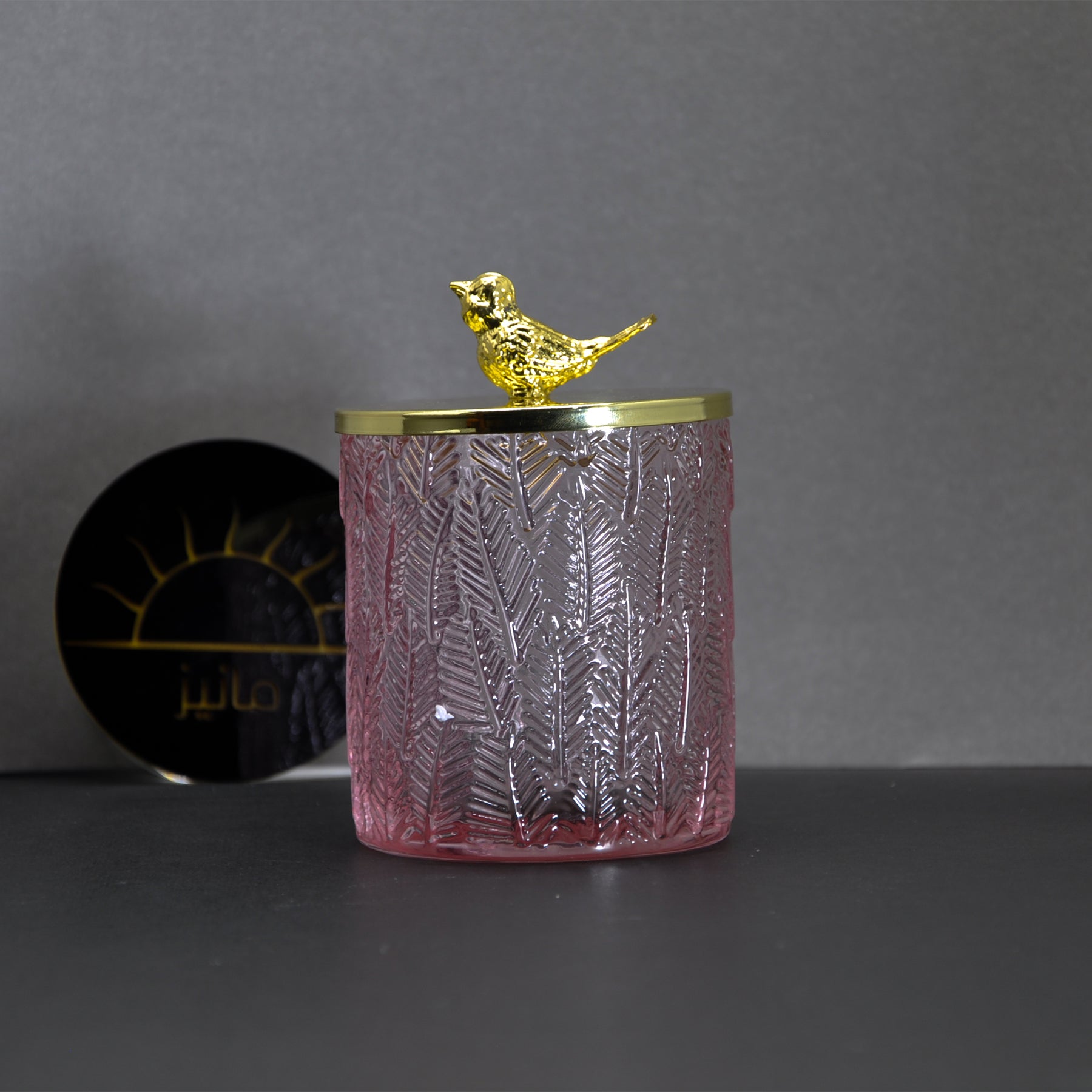 Glass Storge Jar With Bird Lid