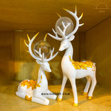 Deer Statue With Crystal Ball Set Of 2Pics