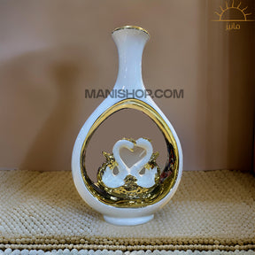 White Embossed Swan Vase